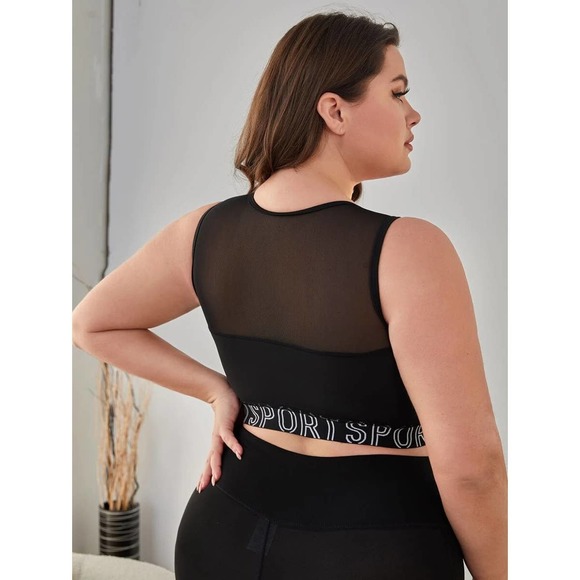 NWOT Shein Plus High Support Letter Graphic Mesh Insert Sports Bra Size: 2XL - Picture 2 of 10